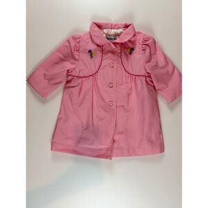 Vintage Weather Tamer Pink Floral Embroidered Heart Button Jacket Girls 4T USA